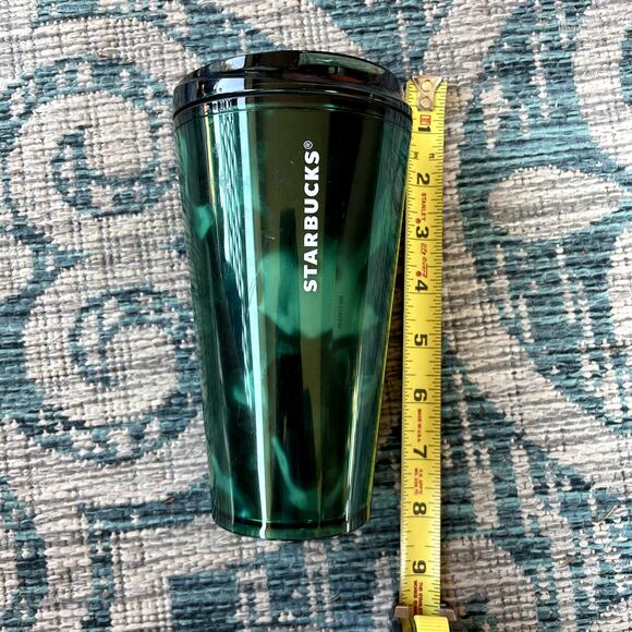 Starbucks Dark Green Swirl Reusable Tumbler Cold Cup - Size 16 oz - Picture 6 of 7